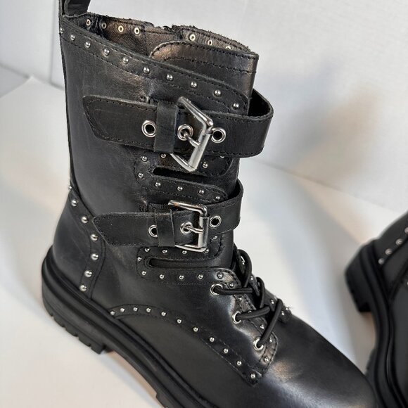 Ladies size 7.5 Black combat boots - Picture 3 of 15
